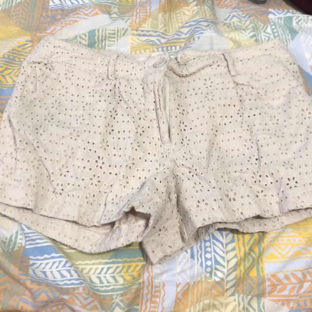 Beige Patterned Shorts